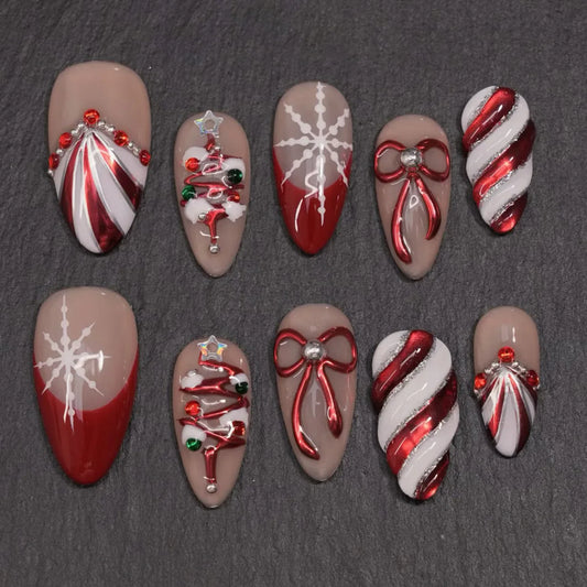 Holiday Glitter Almond No. 23 press-on nails