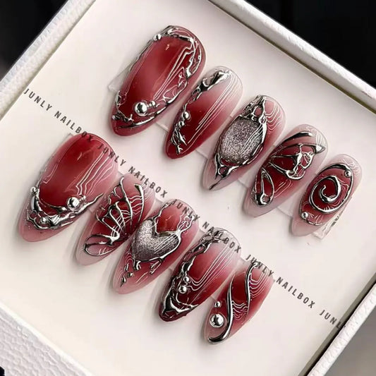 Flower French Almond No. 34 press-on nails