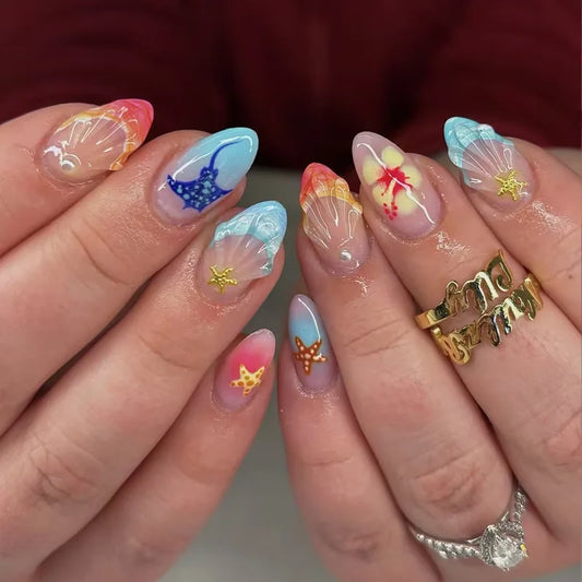 Flower French Almond No. 12 press-on nails