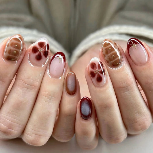 Flower French Almond No. 36 press-on nails