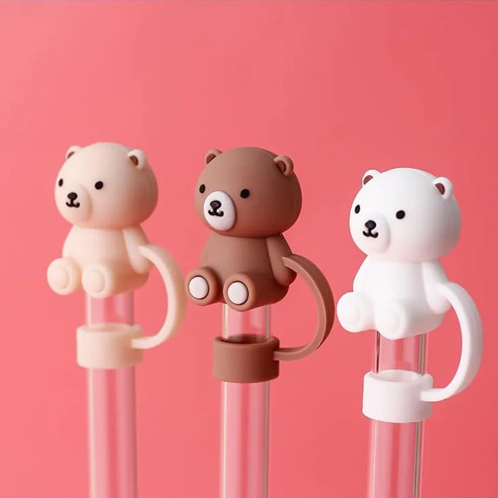 1PC Bear Straw Tip Cover – 10mm Dust-Proof Silicone Topper for 30/40oz Tumblers