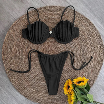 Sexy Shell Micro Bikini Set – 2025 Brazilian Thong Swimsuit for Women