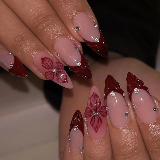 Flower French Almond No. 06 press-on nails