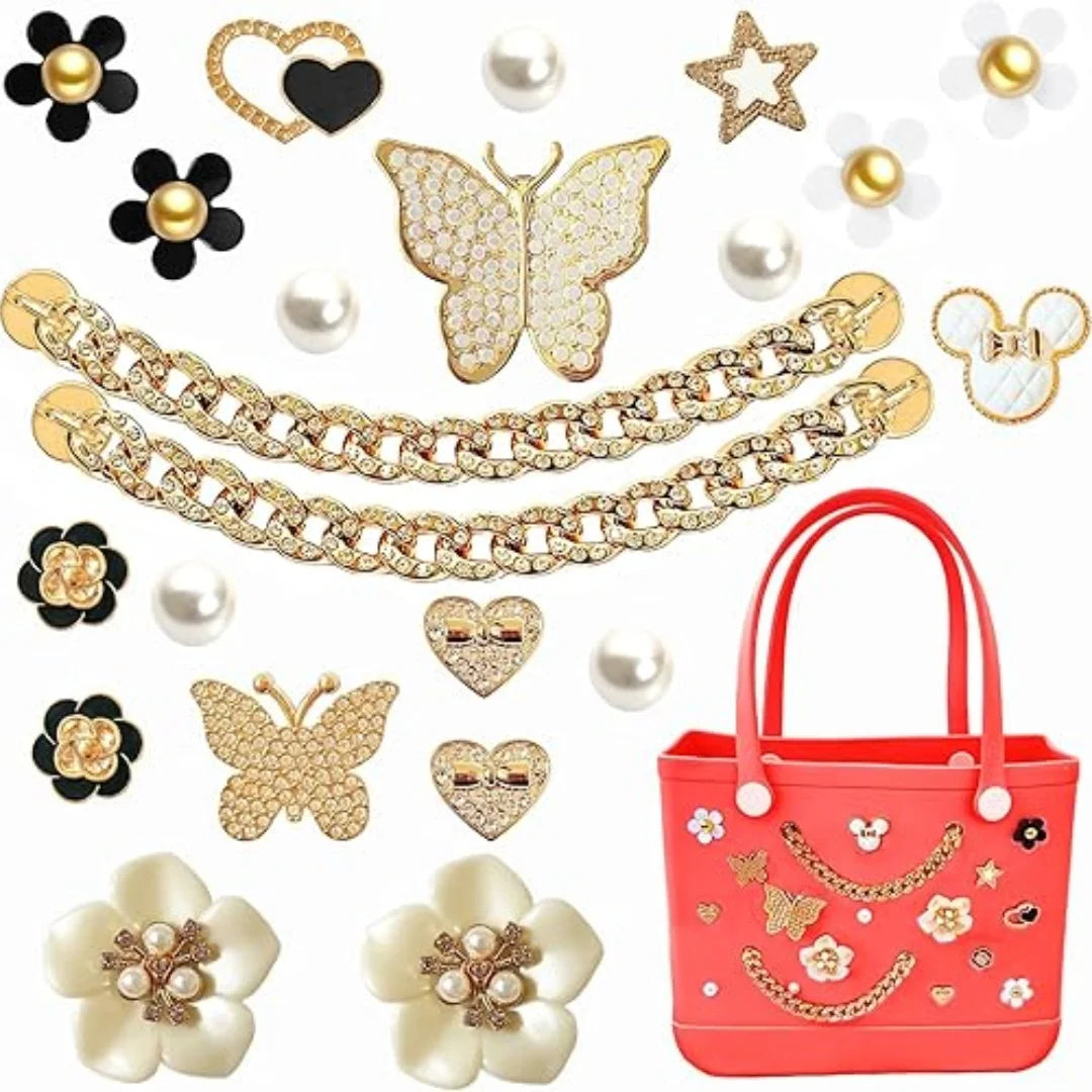 Beach Bag Charms – Pearls, Love, Butterfly & Chain for Simply Southern