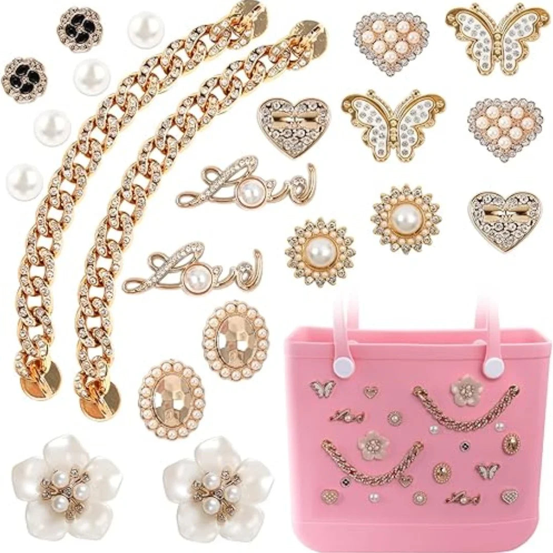 Beach Bag Charms – Pearls, Love, Butterfly & Chain for Simply Southern