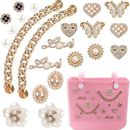 Beach Bag Charms – Pearls, Love, Butterfly & Chain for Simply Southern