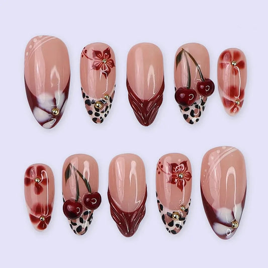 Flower French Almond No. 13 press-on nails