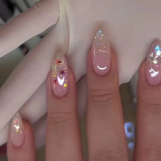 Flower French Almond No. 17 press-on nails