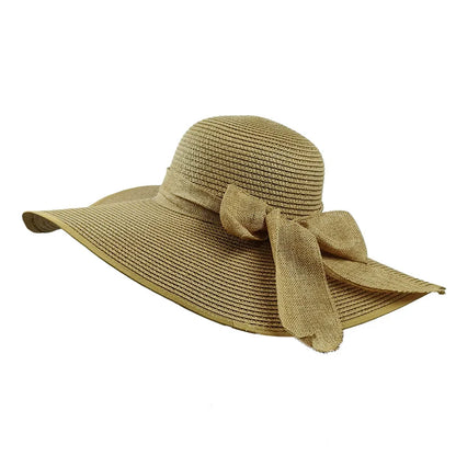 Wide Brim Straw Fedora Hat for Women – French Retro Summer Sun Hat