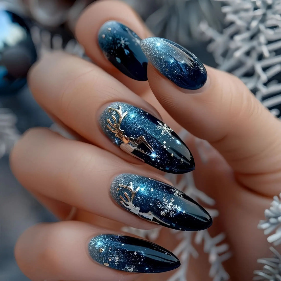Holiday Glitter Almond No. 12 press-on nails