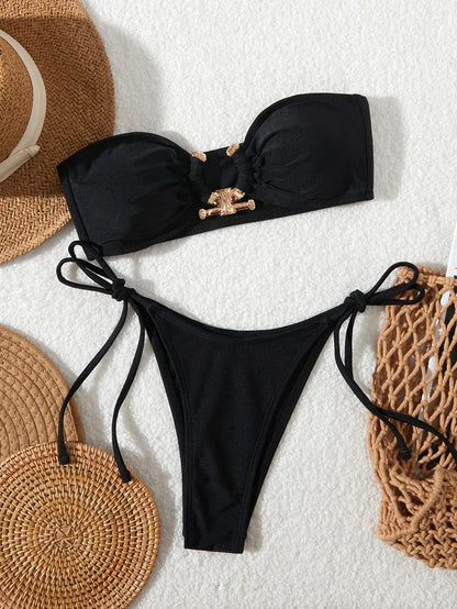 O-Ring Bandeau Bikini – Sexy Tie-Side Swimsuit for Women