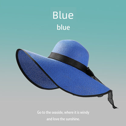 Summer Female Seaside Travel Easiest for Match Wide Brim Sun Straw Hat
