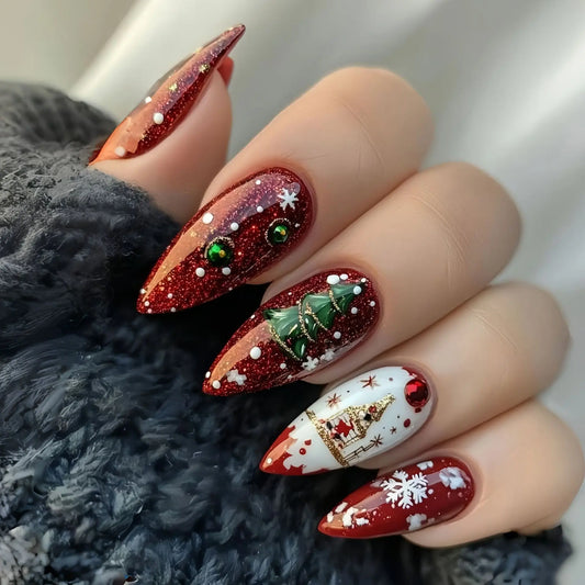 Holiday Glitter Almond No. 21 press-on nails