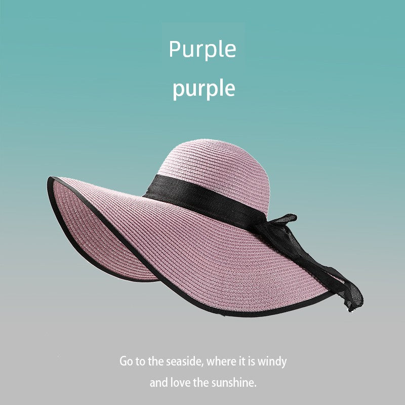 Summer Female Seaside Travel Easiest for Match Wide Brim Sun Straw Hat