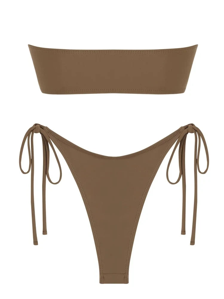 O-Ring Bandeau Bikini – Sexy Tie-Side Swimsuit for Women