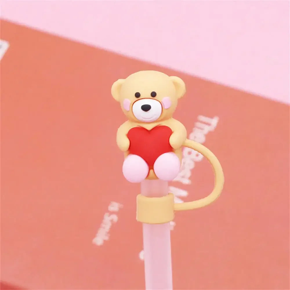 1PC Bear Straw Tip Cover – 10mm Dust-Proof Silicone Topper for 30/40oz Tumblers