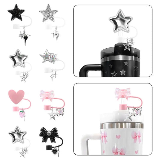 4PCS Star Straw Covers – Cute 10mm Silicone Toppers for Tumblers