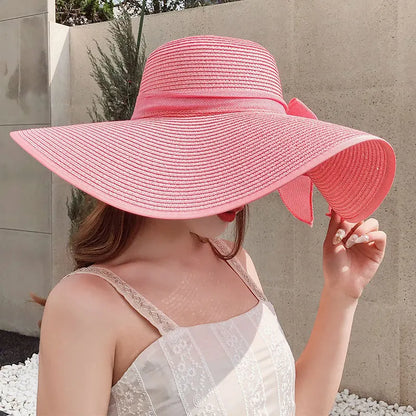 Korean Style Summer Straw Hat – Large Brim Sun Protection Beach Hat