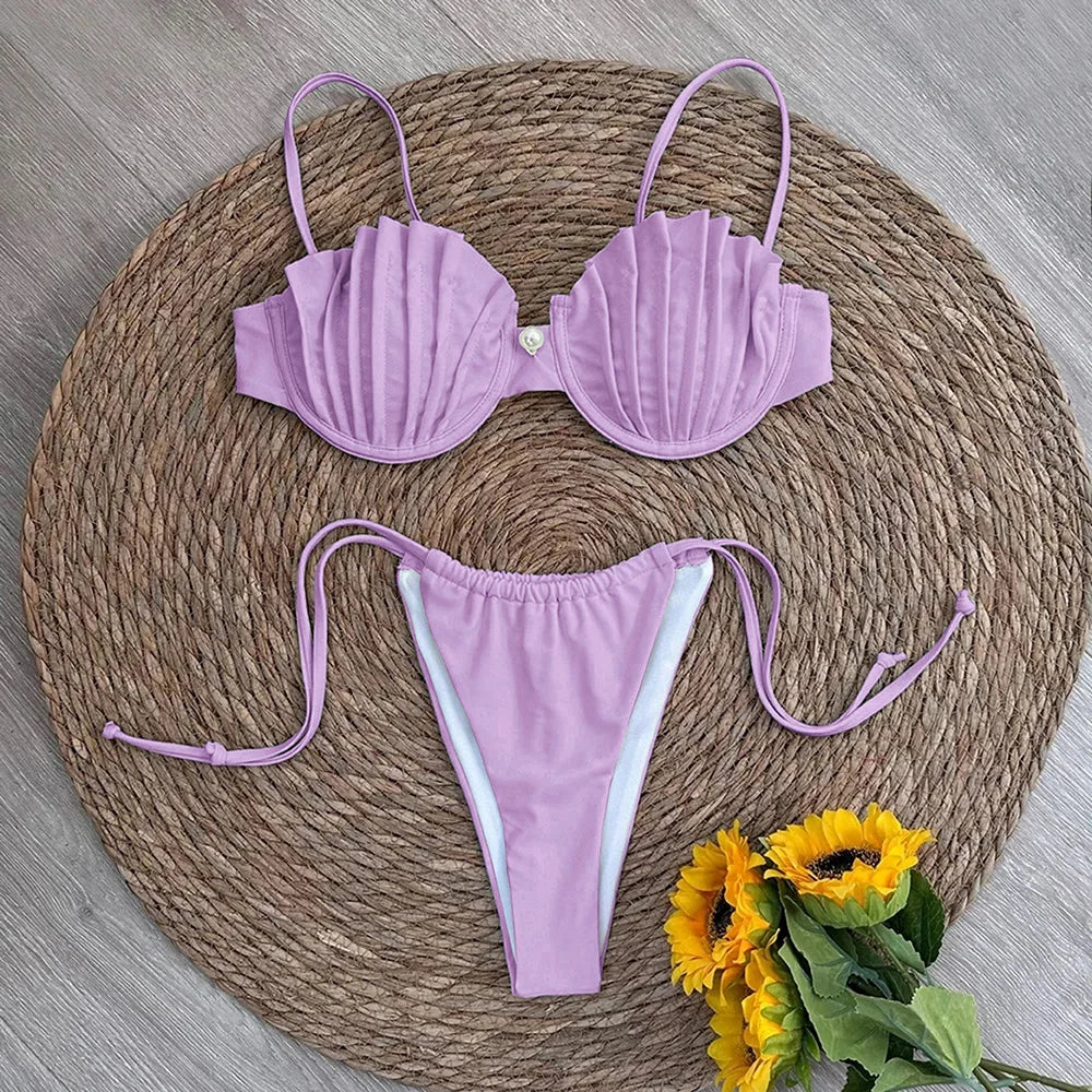 Sexy Shell Micro Bikini Set – 2025 Brazilian Thong Swimsuit for Women