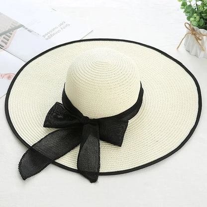 Women's Oversized Brim Straw Hat – Summer Sun Protection Beach Hat