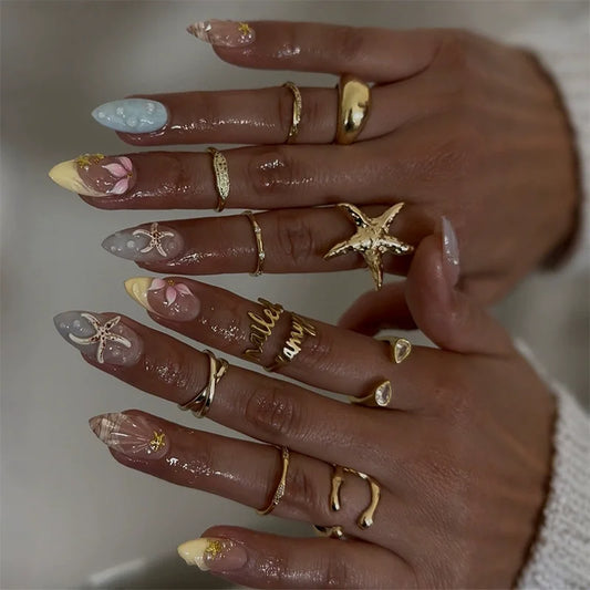 Flower French Almond No. 42 press-on nails
