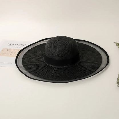 Elegant Veil Netting Sun Hat – Wide Brim Kentucky Derby & Beach Hat
