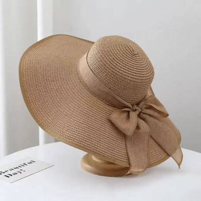 Wide Brim Straw Hat for Women – Retro French Summer Sun Hat