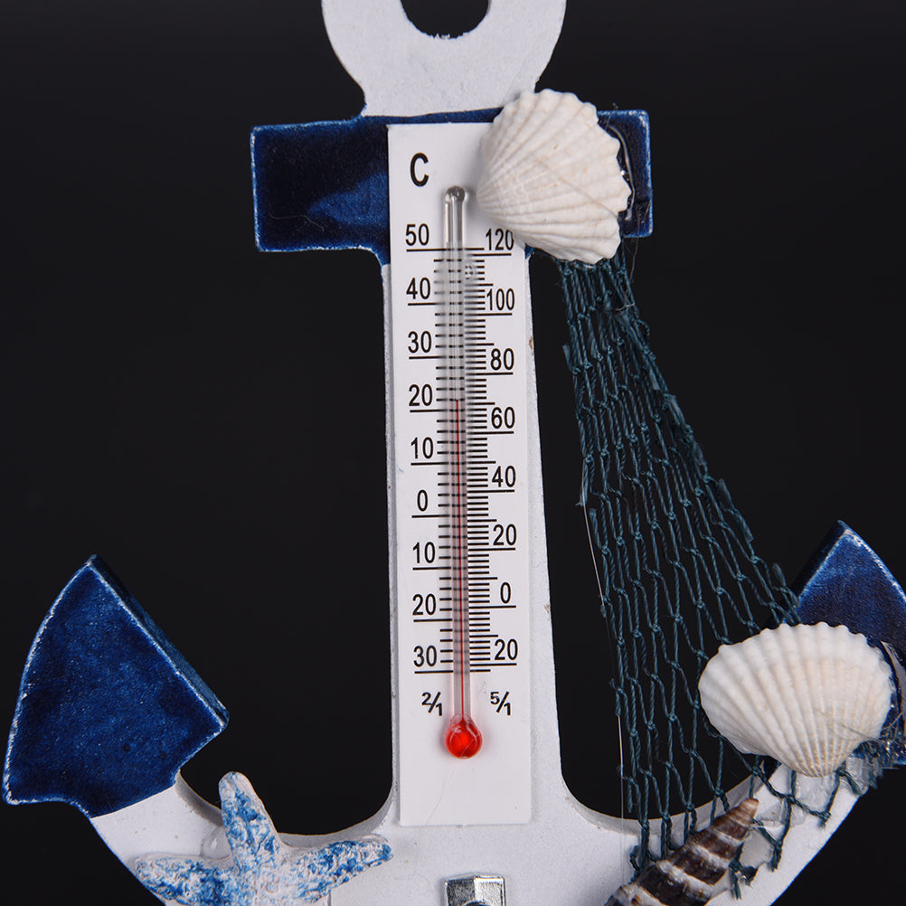 Wooden Anchor Thermometer – Nautical Wall Decor