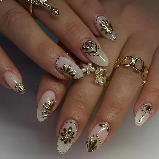 Flower French Almond No. 33 press-on nails