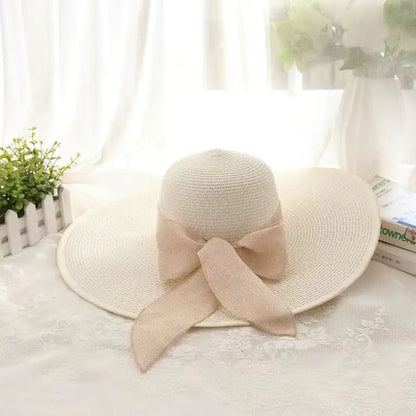 Wide Brim Straw Fedora Hat for Women – French Retro Summer Sun Hat