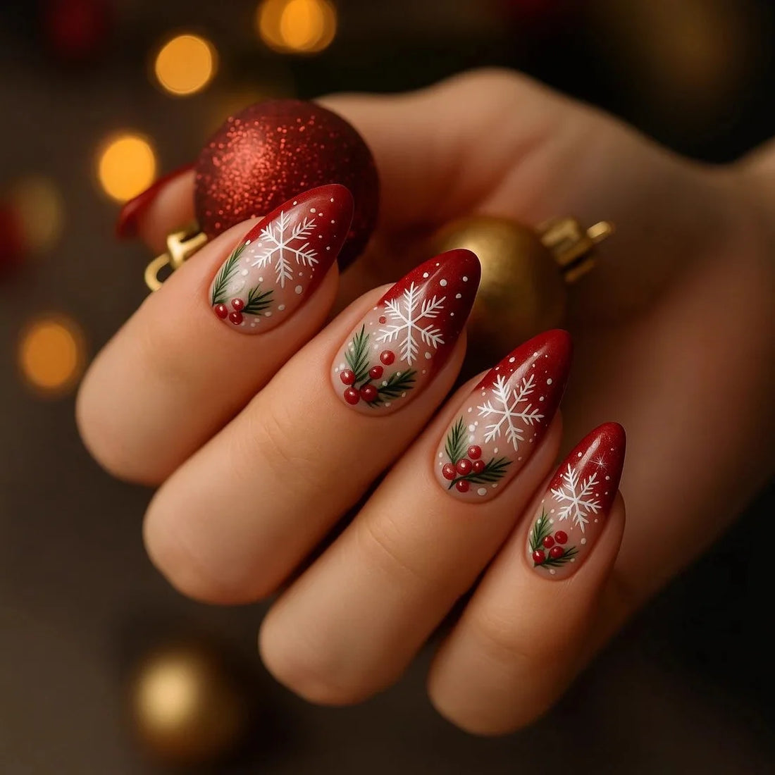 Holiday Glitter Almond No. 03 press-on nails