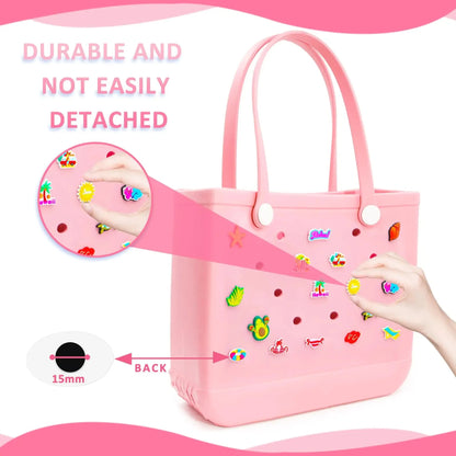 18PCS Summer Bag Charms – Random Rubber Buckles for Beach Totes