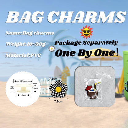 1/12PCS Pink Charms – Cactus, Flower, Flamingo & Bow for Beach Bags