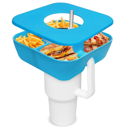 Silicone Snack Bowl with Lid – 4-Section Tray for 40oz Tumbler, 1PC Accessory