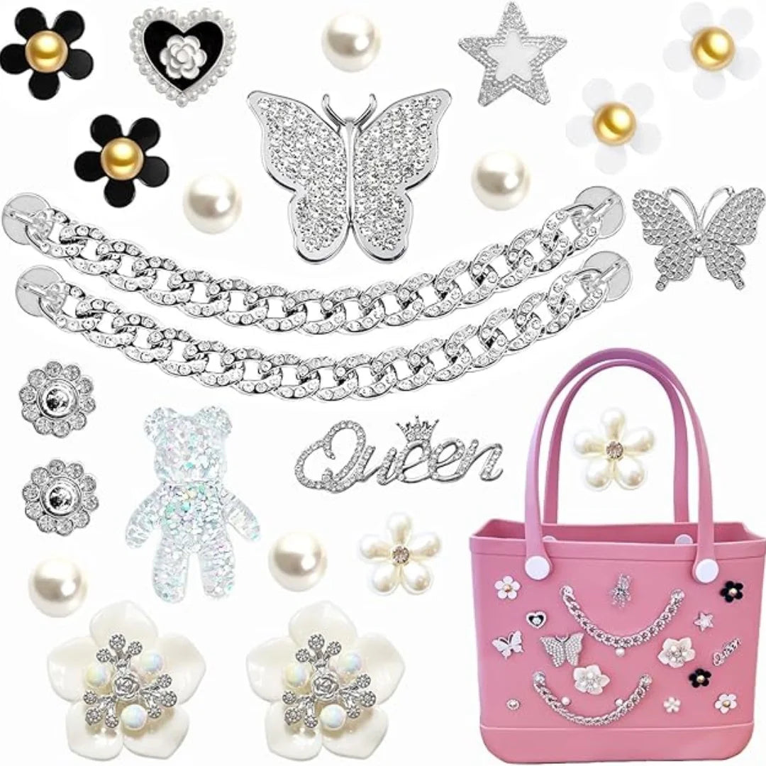 Beach Bag Charms – Pearls, Love, Butterfly & Chain for Simply Southern