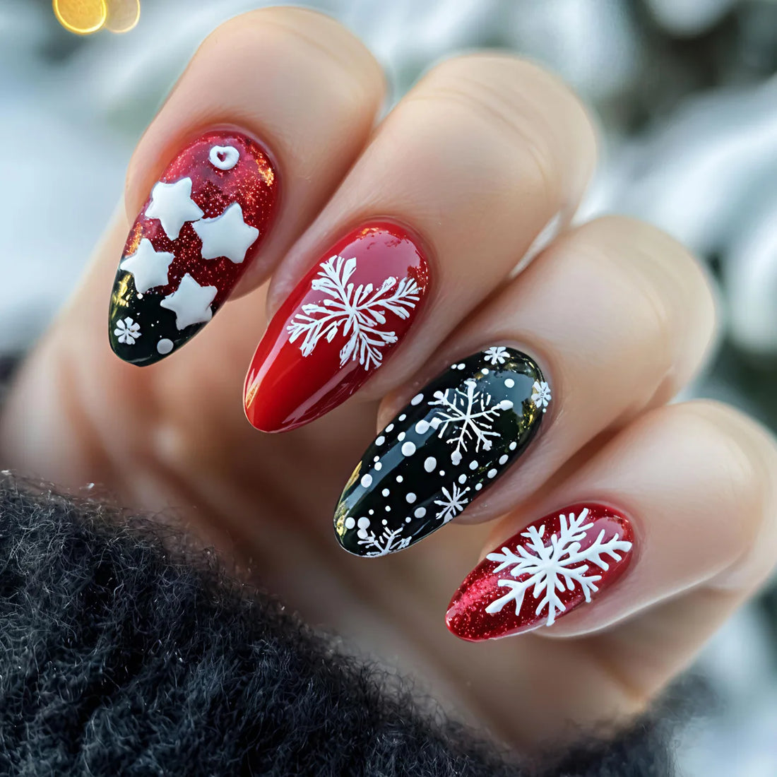 Holiday Glitter Almond No. 06 press-on nails