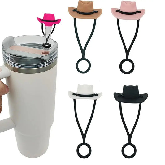 Silicone Cowboy Hat Straw Covers – Cap Compatible for 30/40oz Tumbler, Cowgirl Topper Lid Accessories