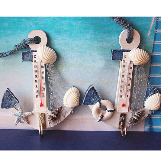 Wooden Anchor Thermometer – Nautical Wall Decor