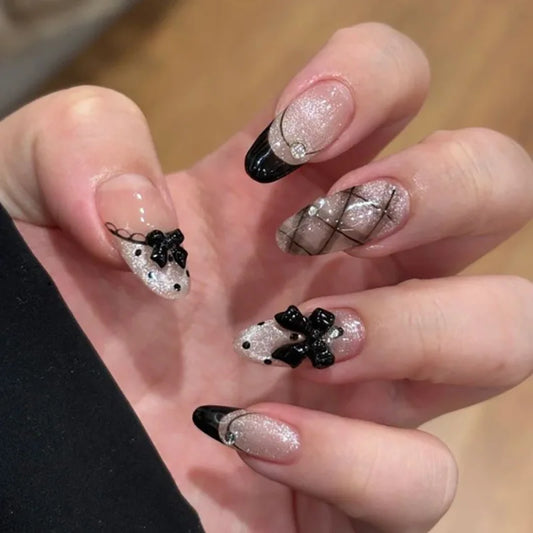 Flower French Almond No. 25 press-on nails
