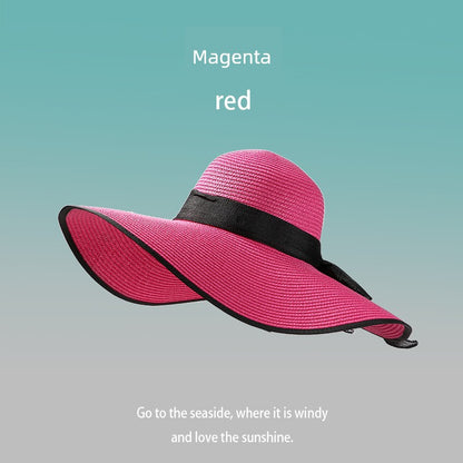 Summer Female Seaside Travel Easiest for Match Wide Brim Sun Straw Hat
