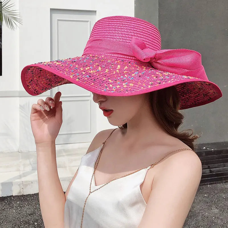 Korean Style Summer Straw Hat – Large Brim Sun Protection Beach Hat