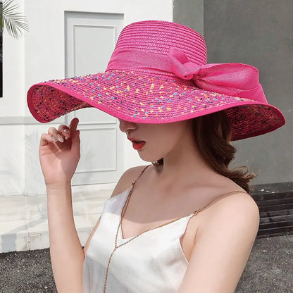 Korean Style Summer Straw Hat – Large Brim Sun Protection Beach Hat