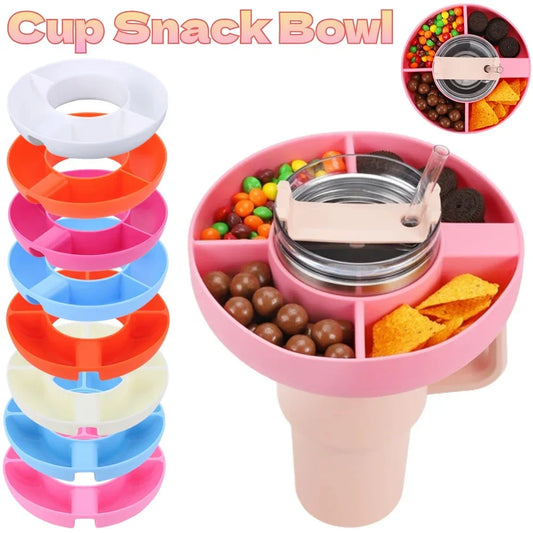 3/4-Grid Snack Bowl – Partitioned Tray for 40oz Tumbler with Handle