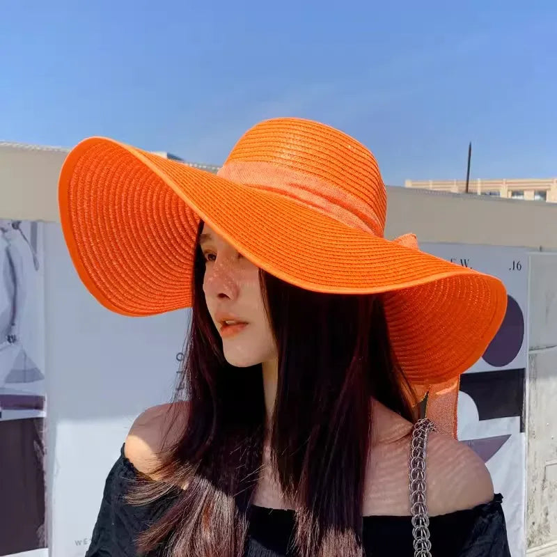 Korean Style Summer Straw Hat – Large Brim Sun Protection Beach Hat