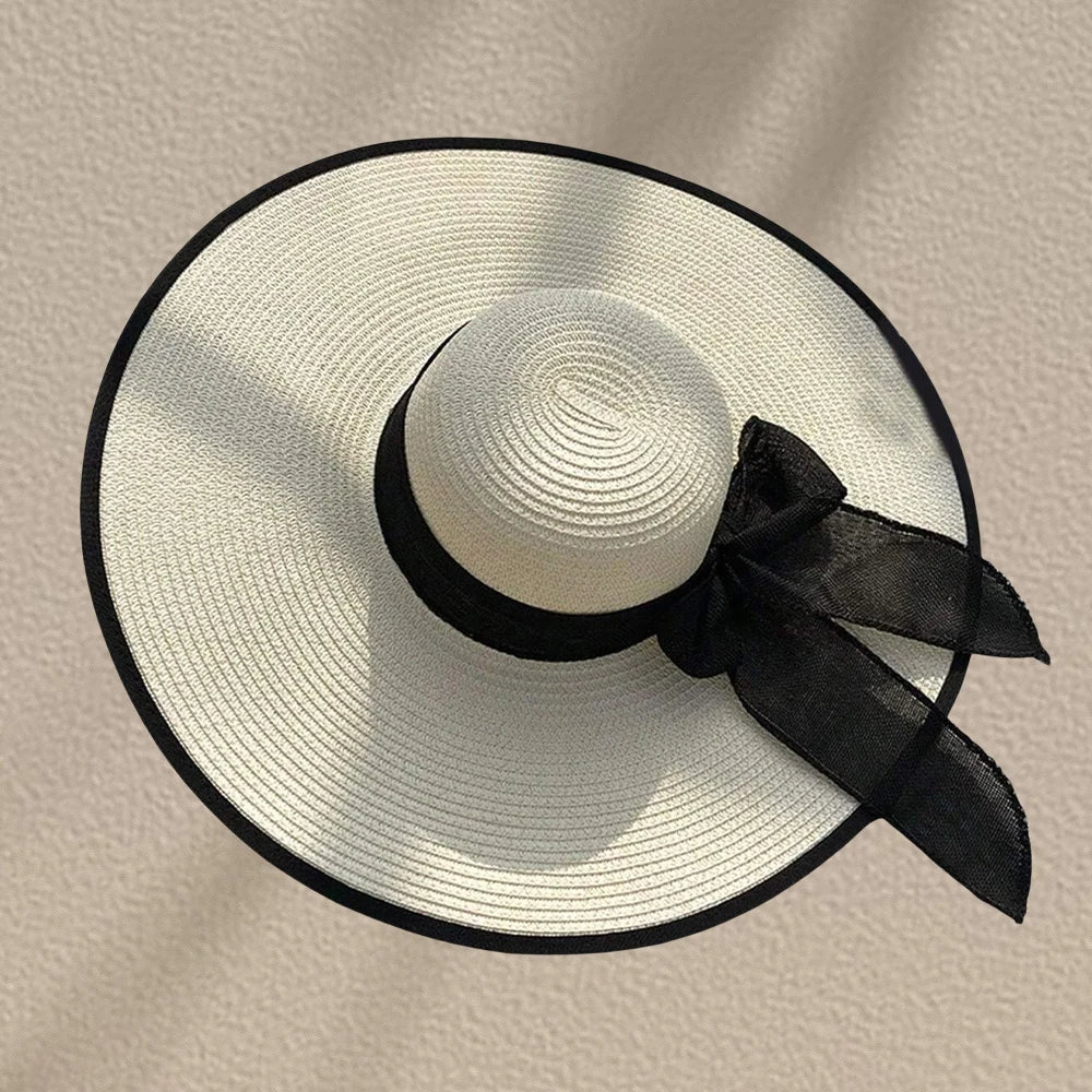 Women's Oversized Brim Straw Hat – Summer Sun Protection Beach Hat