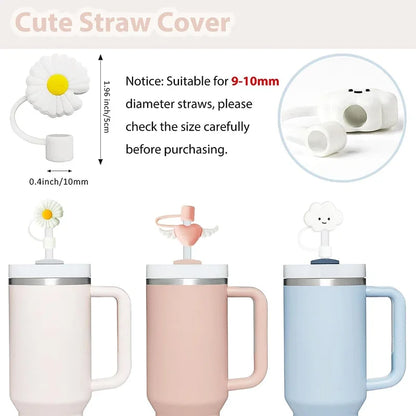 9PCS Tumbler Accessory Set – 6 Spill-Proof Stoppers, 2 Straw Covers, 1 Silicone Boot