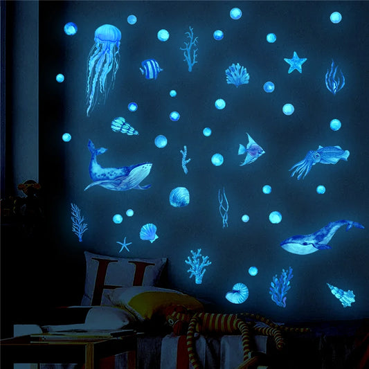 Glow-in-the-Dark Ocean Wall Stickers – Fish & Octopus Decals