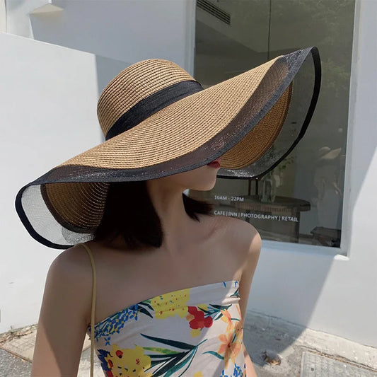 Elegant Veil Netting Sun Hat – Wide Brim Kentucky Derby & Beach Hat