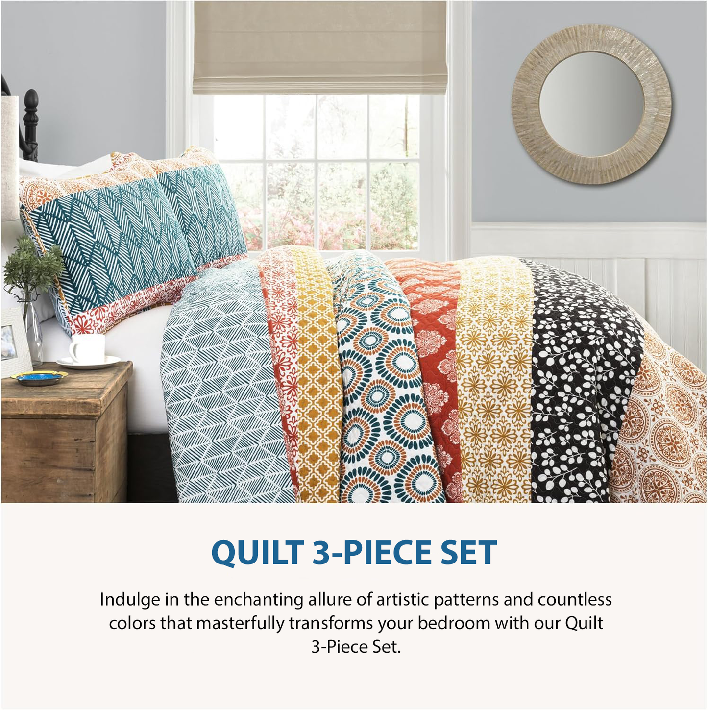 Ceeprints All Season Quilt 3-Piece Set Heart Quilting Blocks