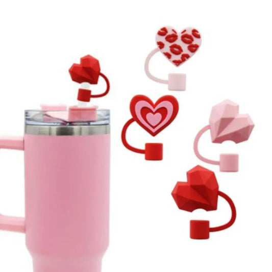 10mm Heart Straw Covers – Kawaii Anti-Spill Silicone Toppers for 30/40oz tumbler